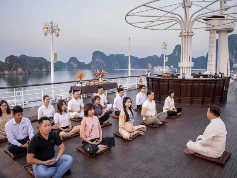 Tai Chi session on the sundeck