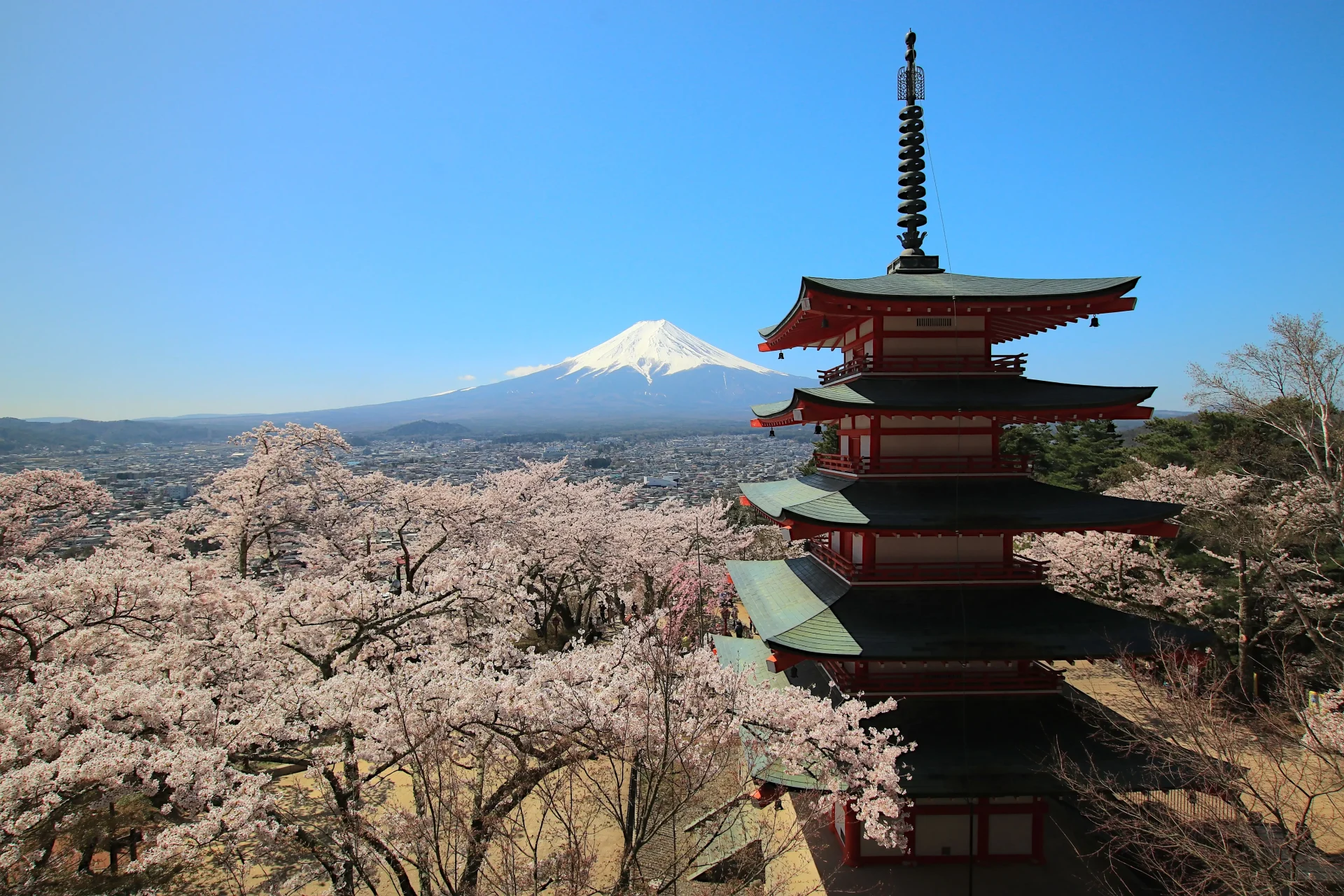 Chureito Pagoda is one of the highlights of any Mt. Fuji Day Trip from Tokyo, offering breathtaking panoramic views of Mount Fuji framed by the iconic five-story pagoda.