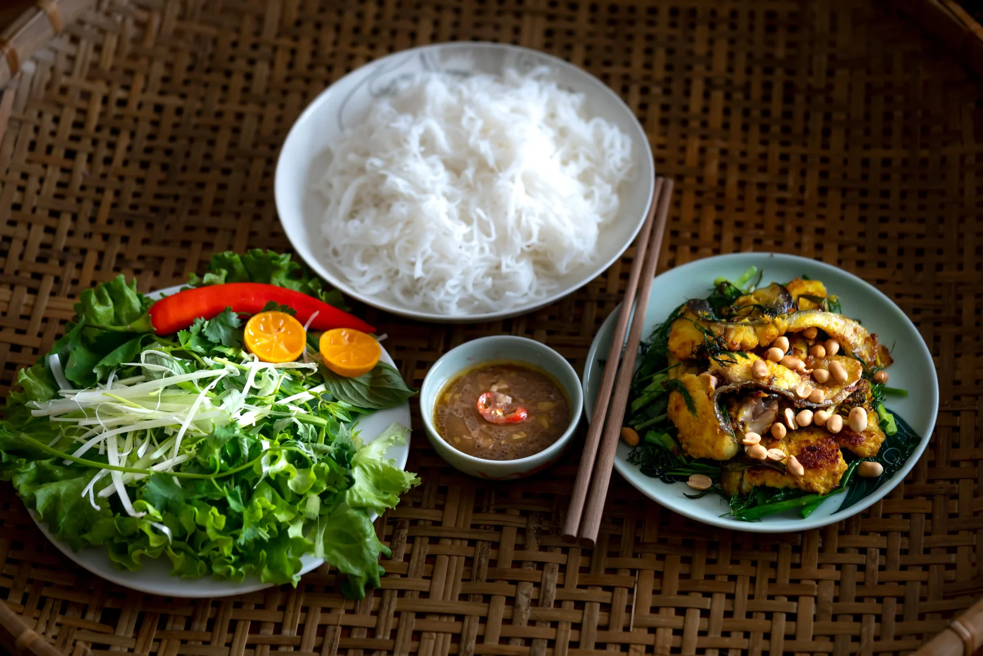 A complete set of authentic Hanoi Cha Ca La Vong