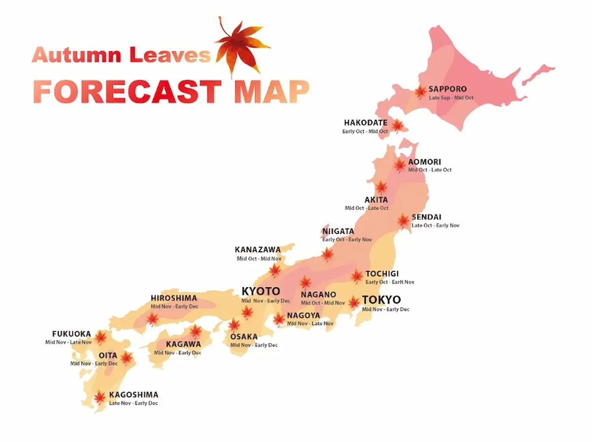 Japan Momiji Map in 2026