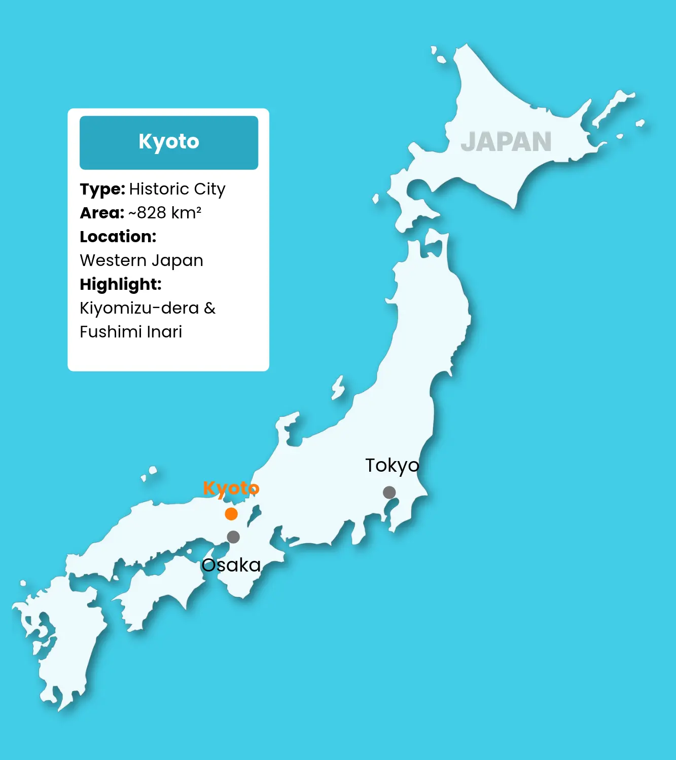 Kyoto in Japan Map