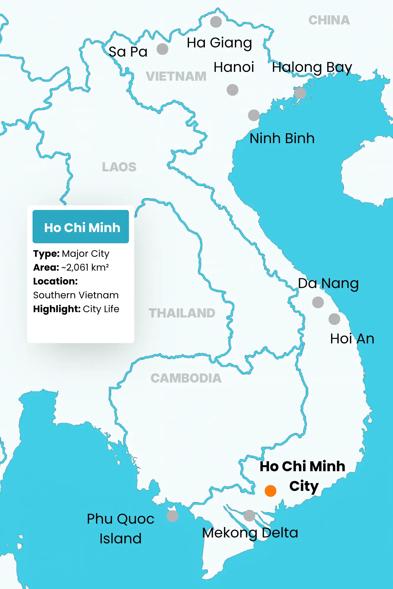 Ho Chi Minh in Vietnam Map