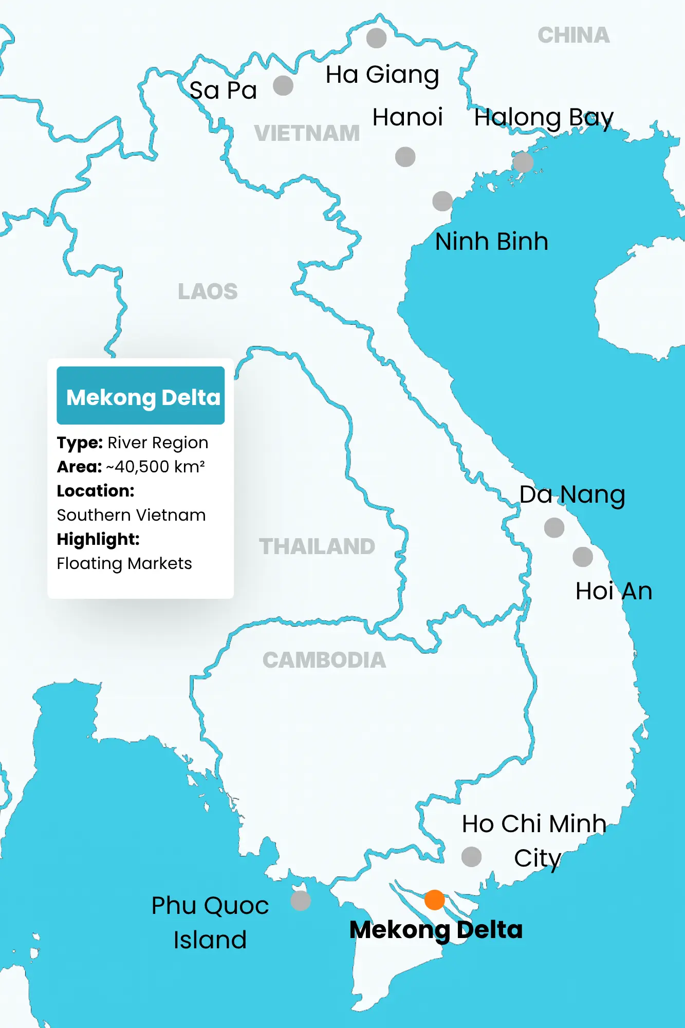 Mekong Delta in Vietnam Map