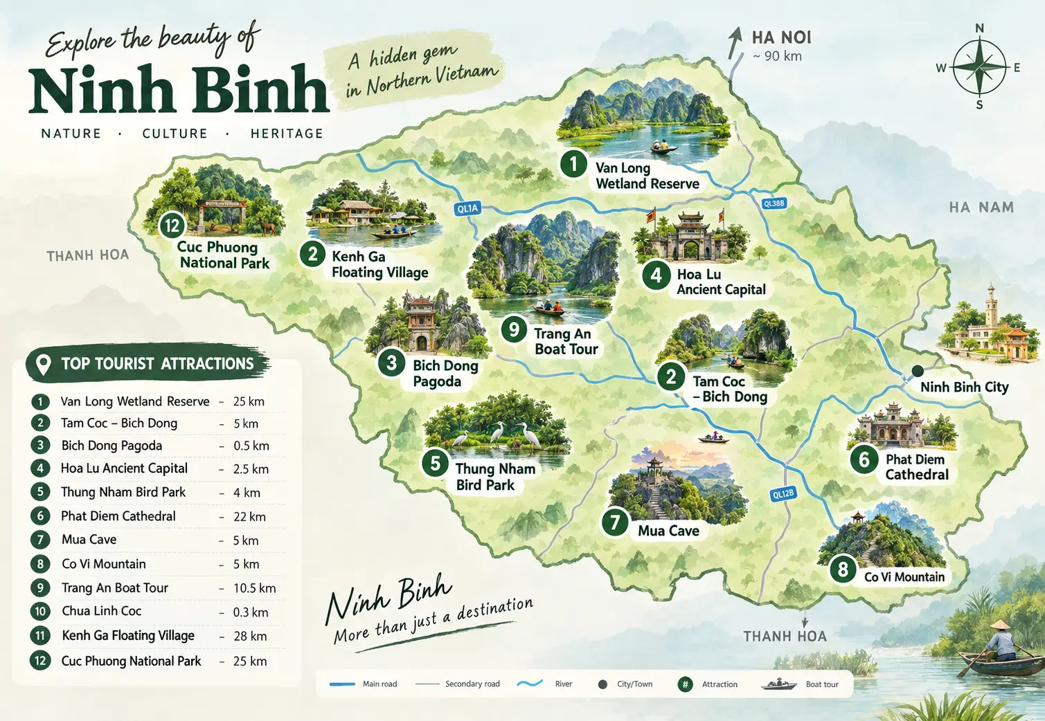 Ninh Binh tourist attractions map